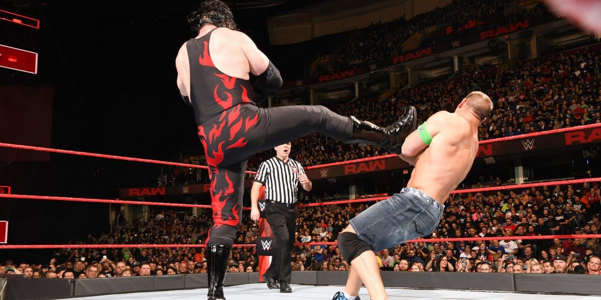 Kane v John Cena Raw March 26, 2018 Cropped