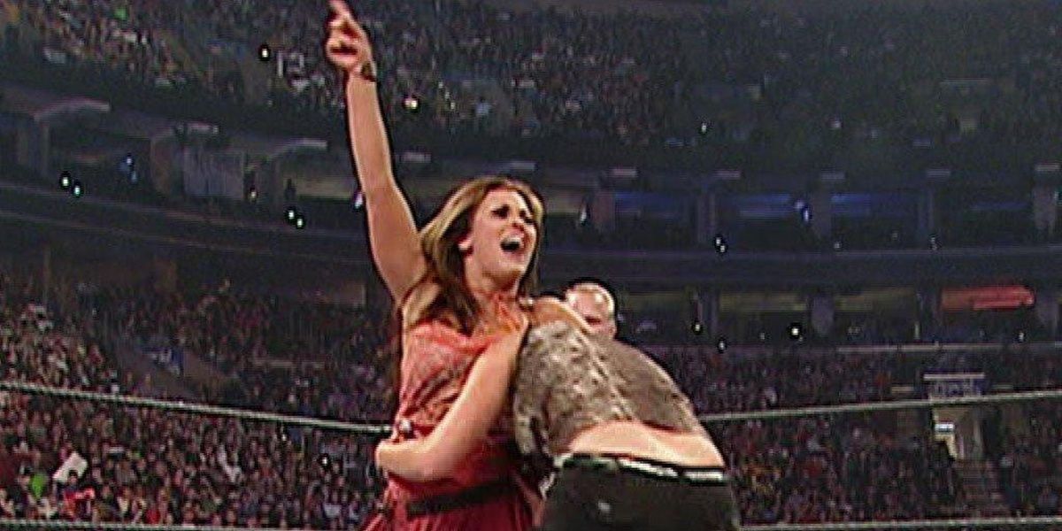 Mickie James connects with a Mickie DDT on Lita