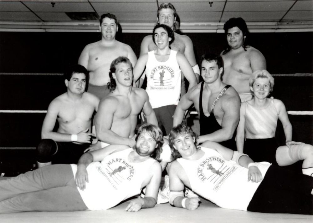 Students from the Hart Brothers Wrestling Camp, including Chris Jericho and Lance Storm