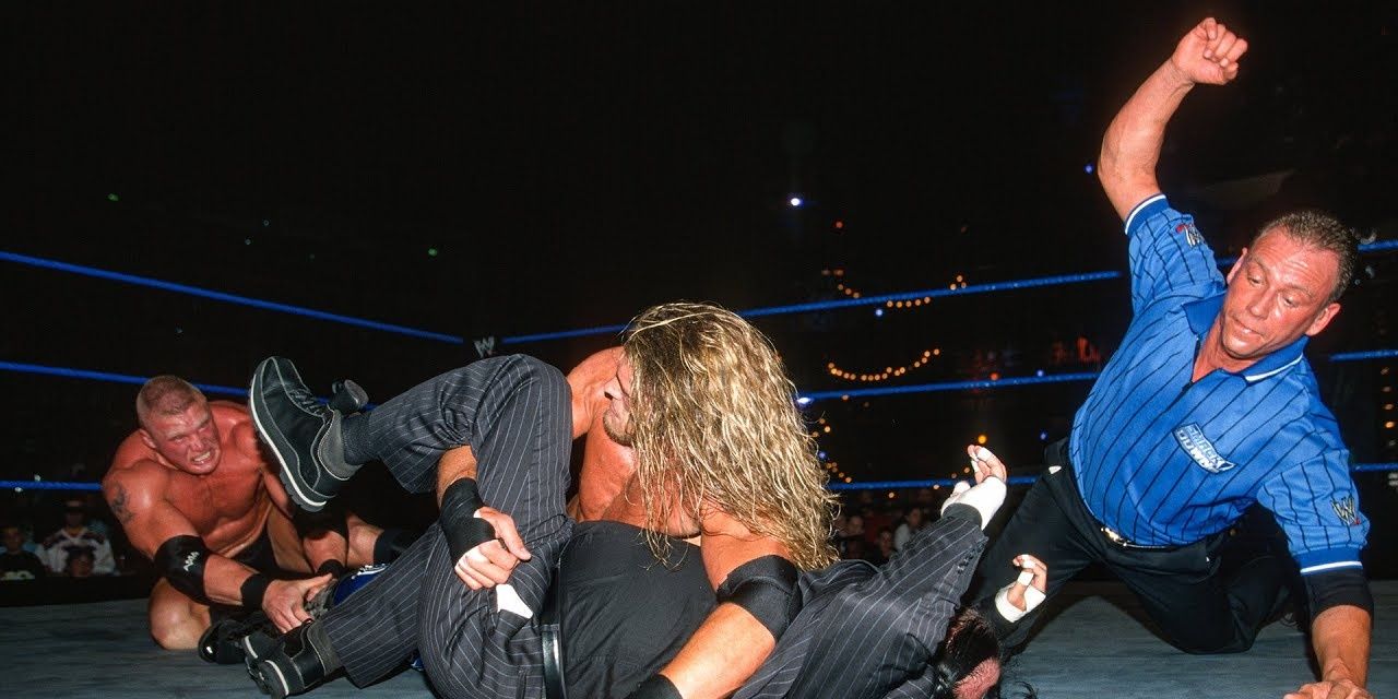 Brock Lesnar & Paul Heyman v Edge Rebellion 2002 Cropped