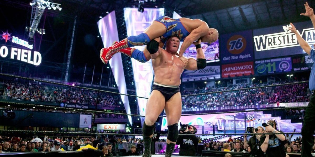 Brock Lesnar v Kurt Angle WrestleMania 19 Cropped
