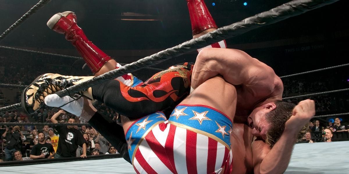 Eddie Guerrero v Kurt Angle WrestleMania 20 Cropped
