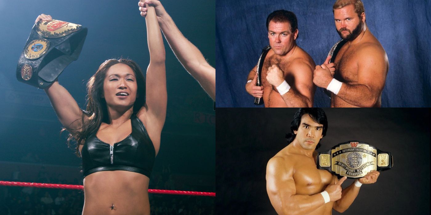 Gail Kim, Ricky Steamboat, and The Brain Busters as Champions in WWE