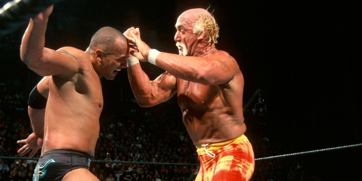 Hulk Hogan v The Rock No Way Out 2003 Cropped