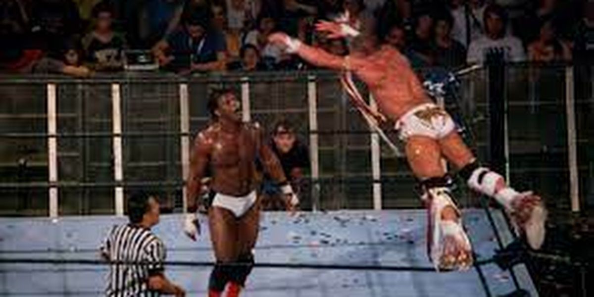 The Ultimate Warrior cut off against Orlando Jordan