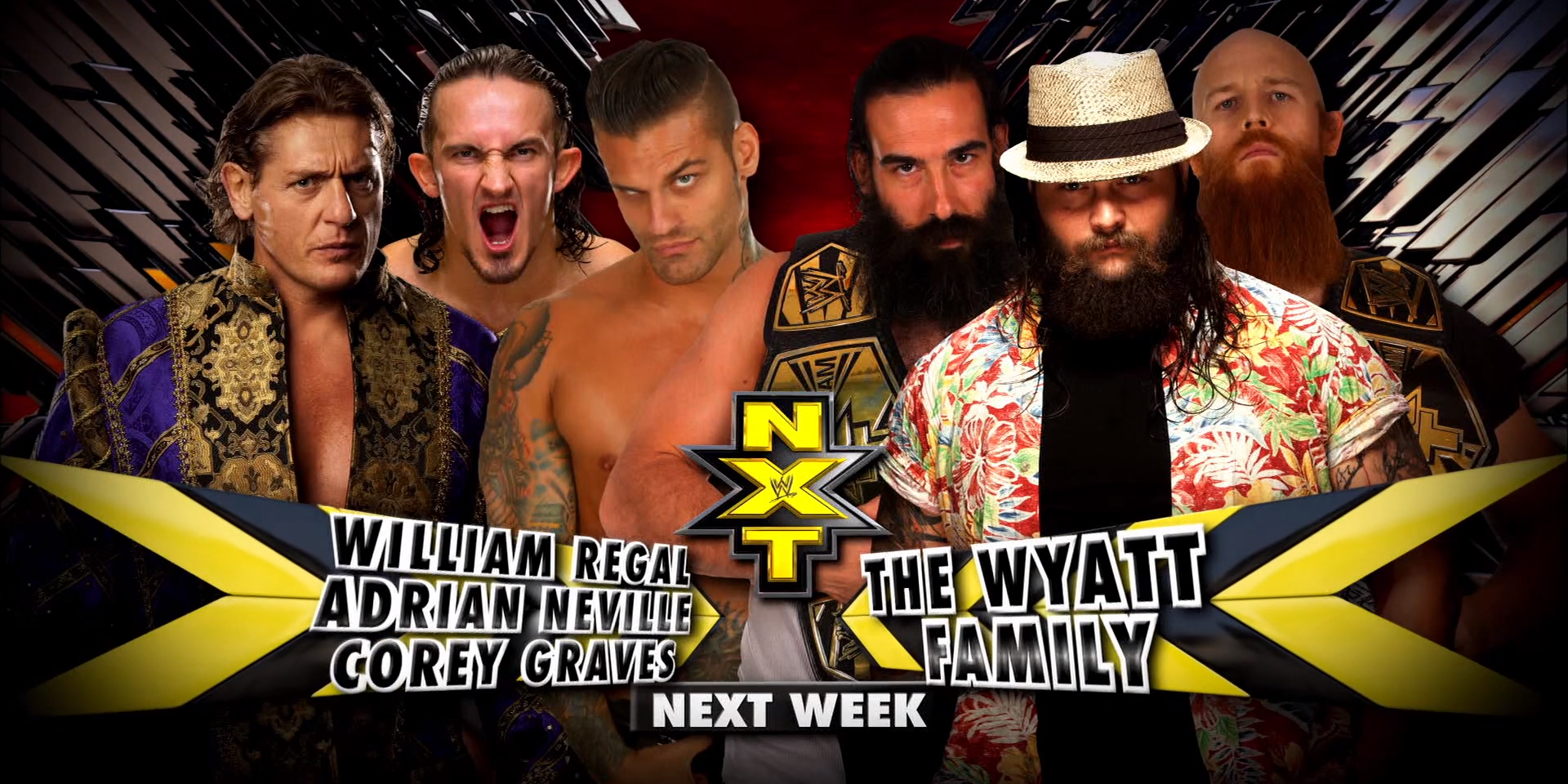 Wyatt Family vs William Regal, Corey Graves, and Neville Cropped