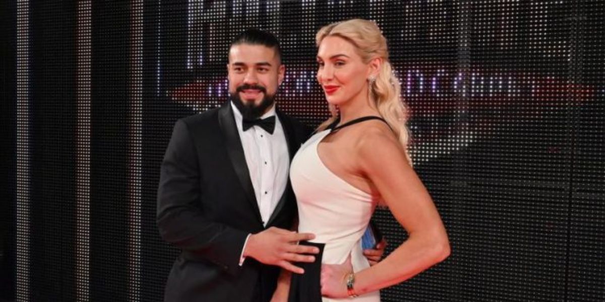 charlotte and andrade at the wwe hall of fame ceremony