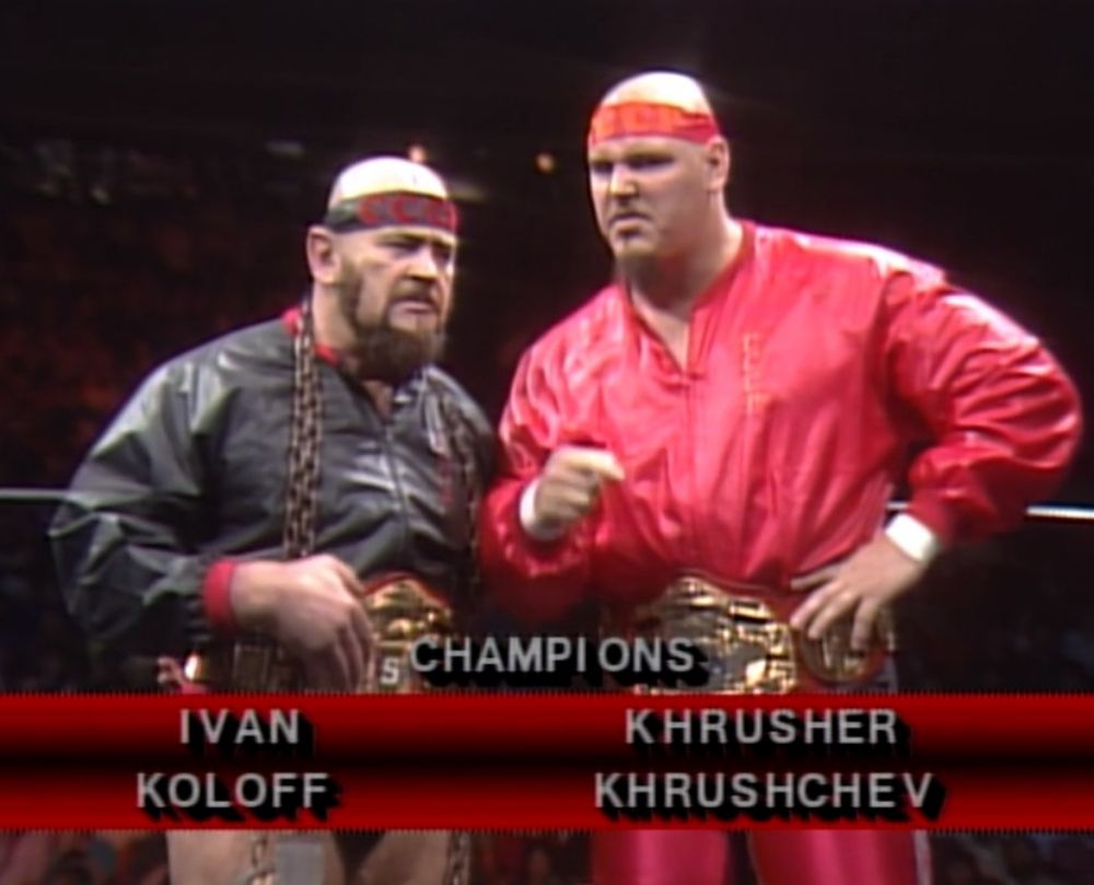 Ivan Koloff and Krusher Khrushchev with the tag team championship