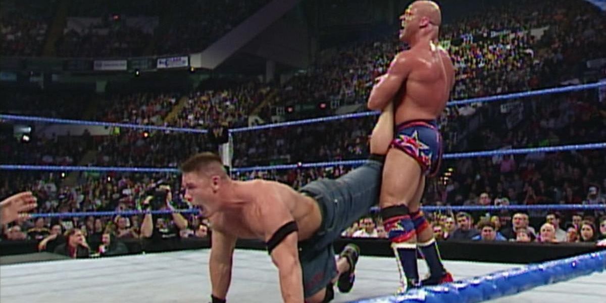 John Cena v Kurt Angle No Way Out 2005 Cropped