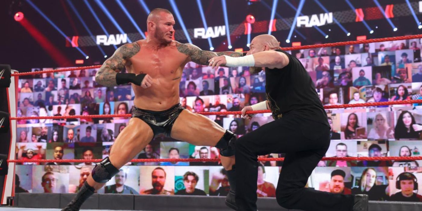 Randy Orton and Triple H brawling Raw 2021