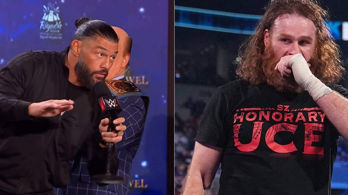 Sami Zayn Reacts To Roman Reigns Trolling Fans At WWE Crown Jewel Media ...
