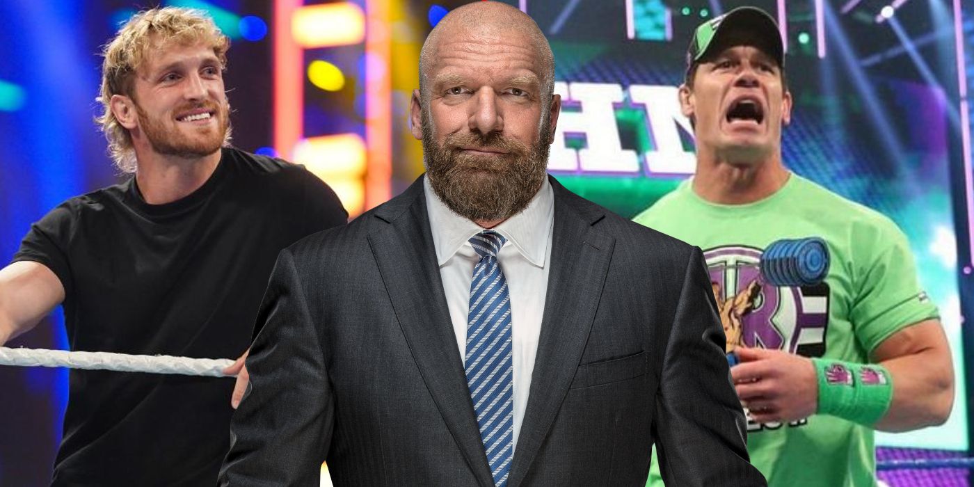 Logan Paul, Triple H, and John Cena in WWE