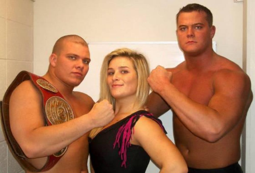 Young Tyson Kidd, Natalya, and Davey Boy Smith Jr.