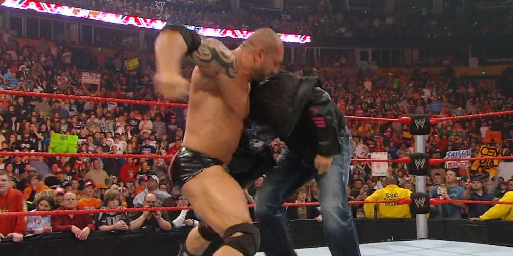 Batista Attacks Bret Hart