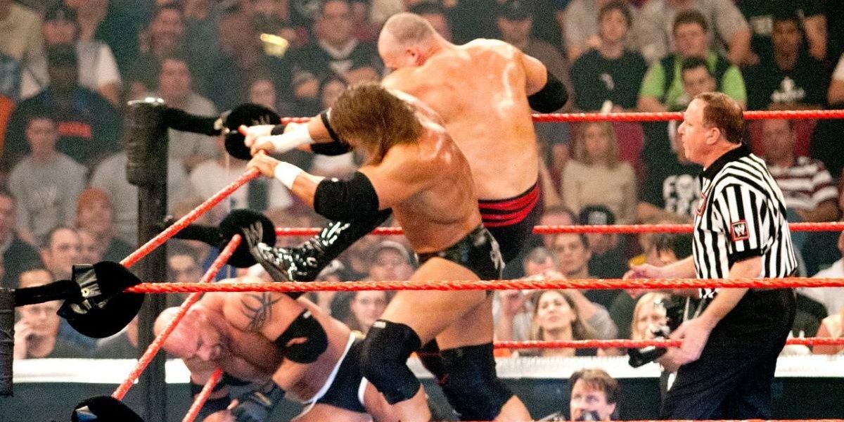 Goldberg v Triple H v Kane Armageddon 2003 Cropped