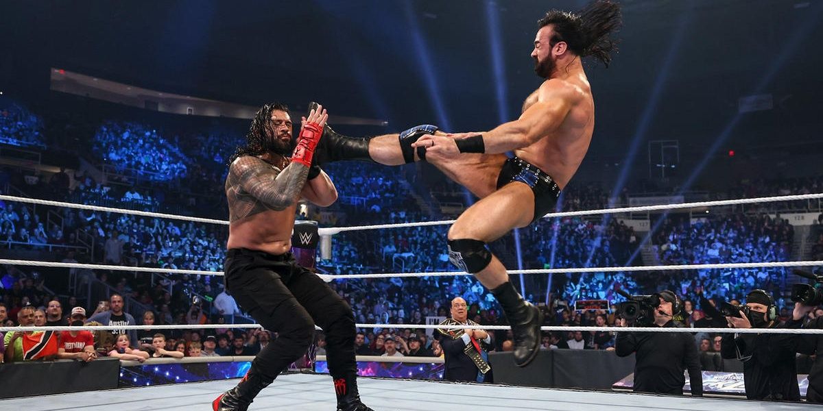 The Bloodline v Drew McIntyre & RK-Bro WrestleMania Backlash 2022 Cropped