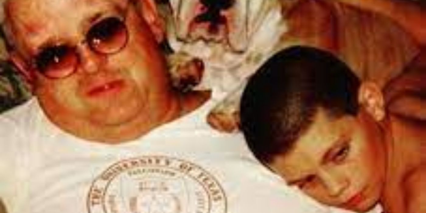 Young Cody Rhodes with his father