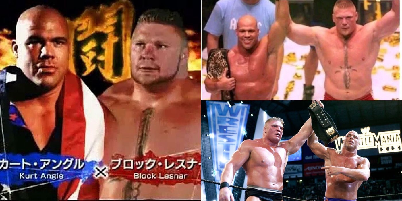 Brock Lesnar and Kurt Angle in WWE and NJPW
