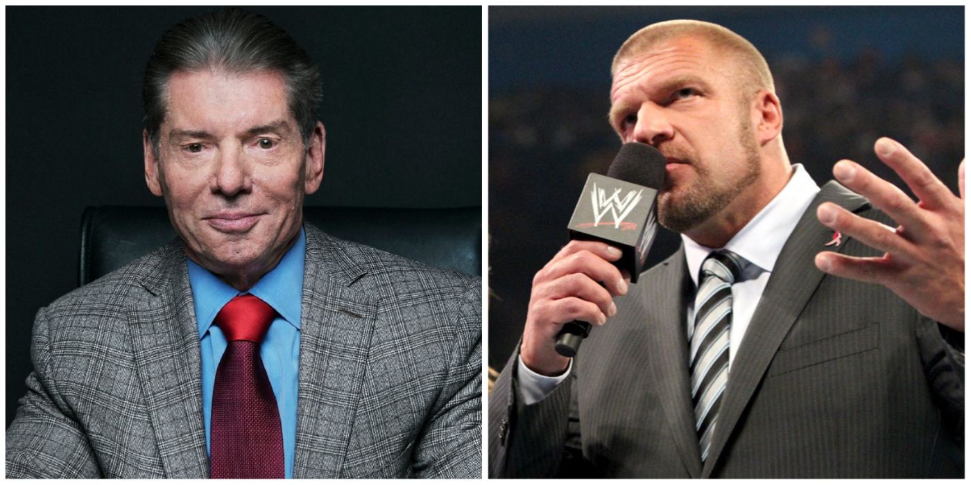 vince mcmahon, and triple h on the mic