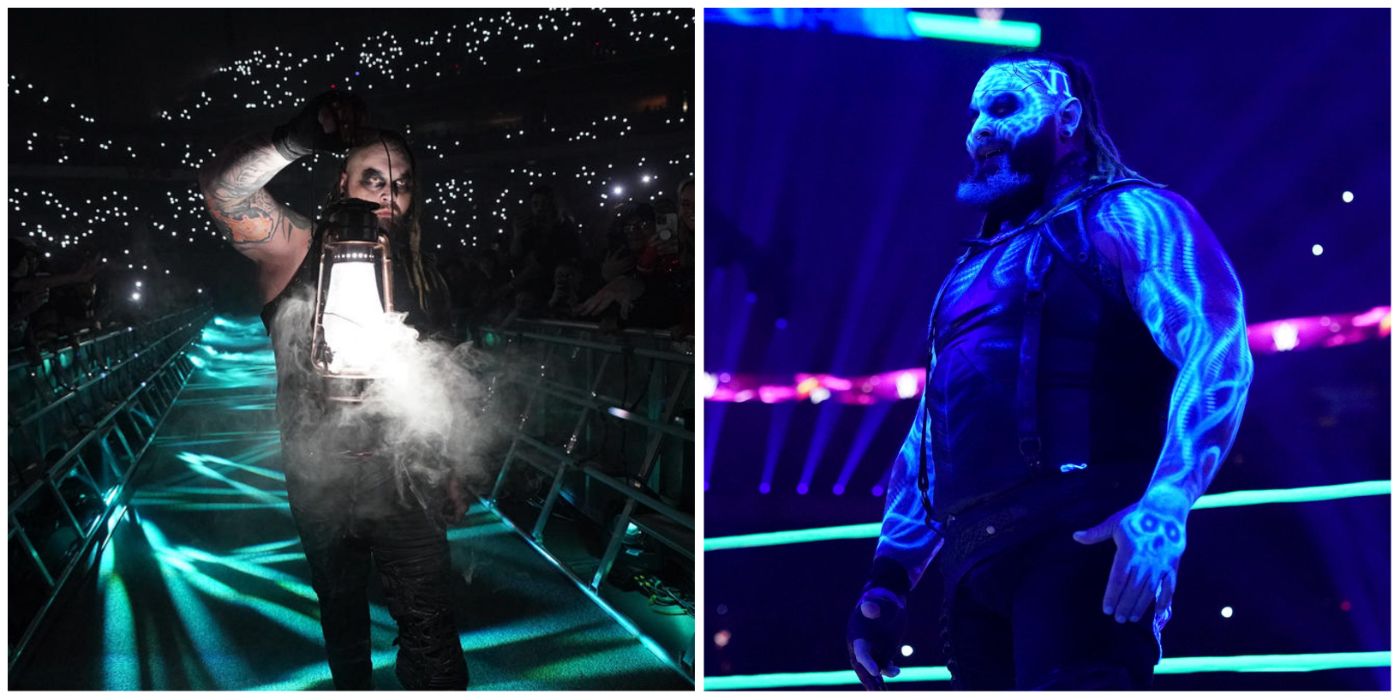 bray wyatt holding a lantern and stood in the ring