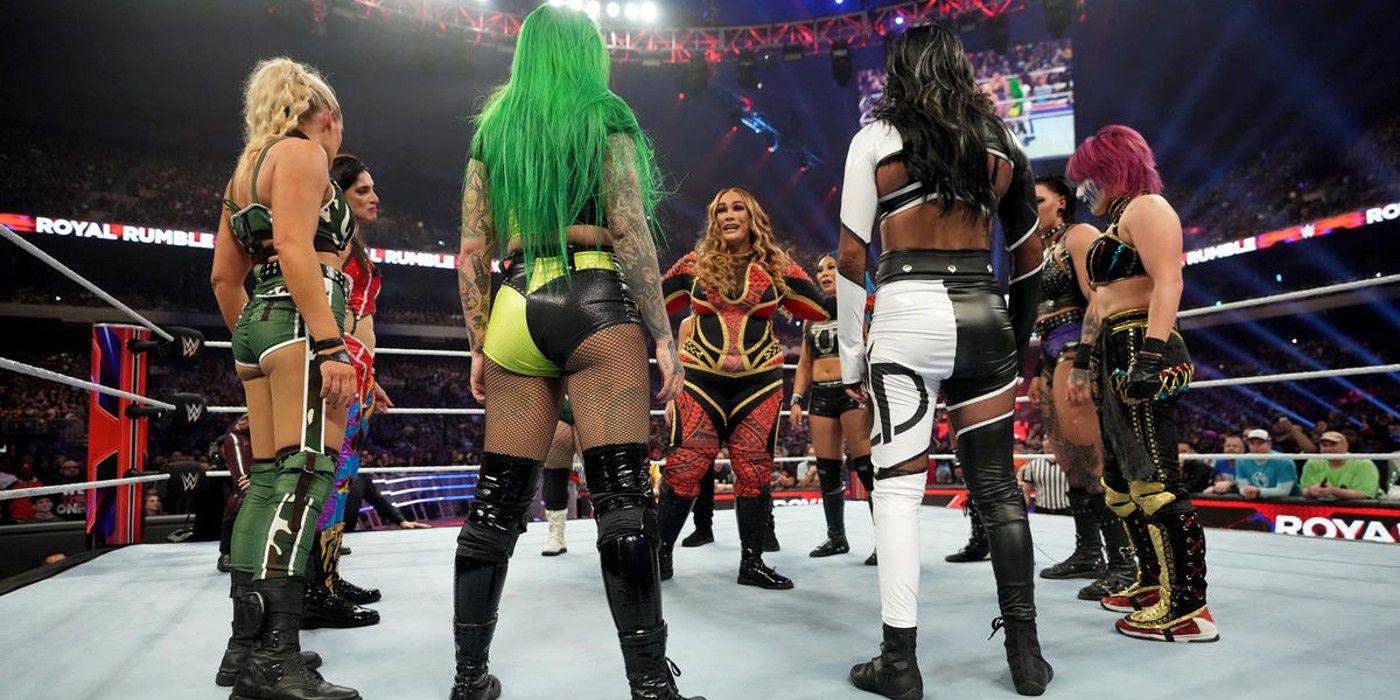 nia jax surrounded in the royal rumble