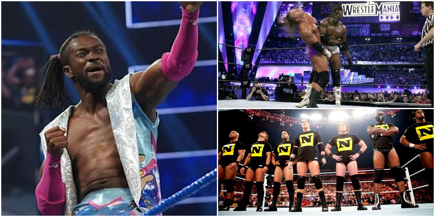 Pictures of Kofi Kingston, Triple H, Booker T, and The Nexus
