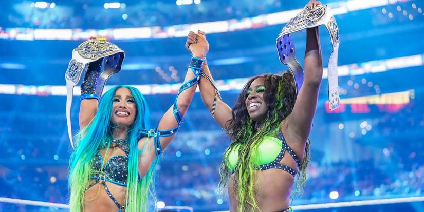 Sasha Banks & Naomi WWE Women's Tag Team Champions WrestleMania 38 Cropped