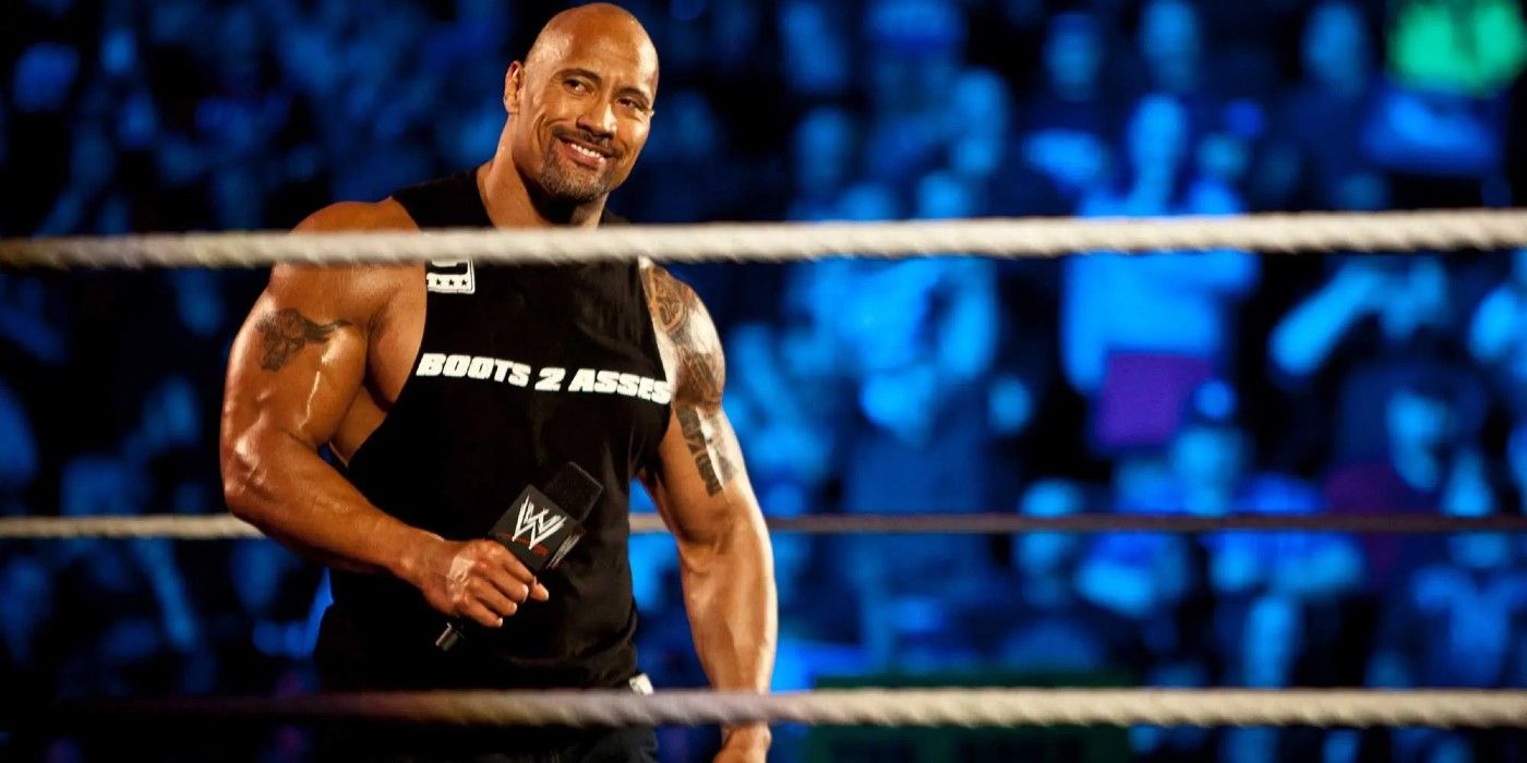the rock smiling