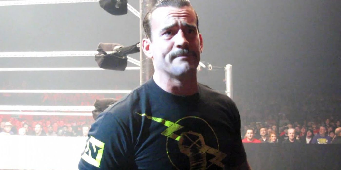 CM Punk before yelling at the fan