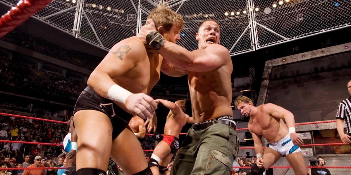 John Cena & Shawn Michaels v The World's Greatest Tag Team v MNM v Lance Cade & Trevor Murdoch Raw March 12, 2007 Cropped
