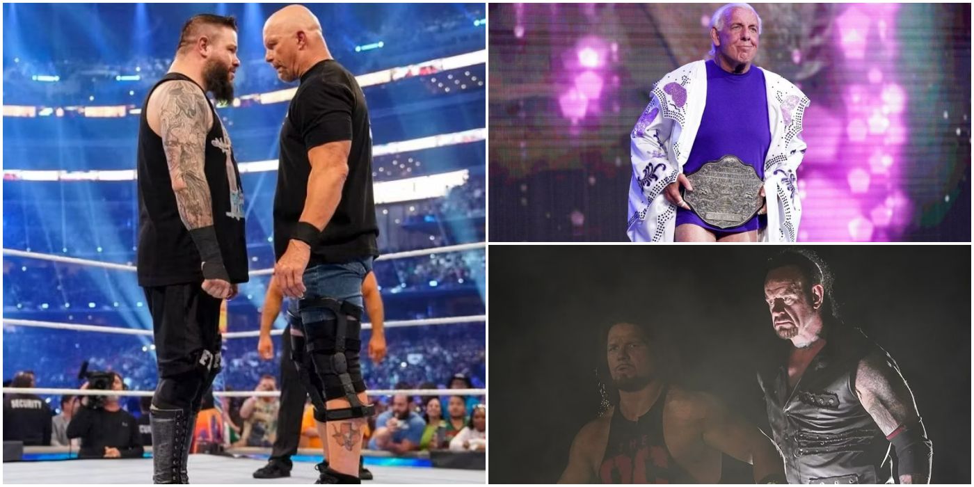 Picture showing Steve Austin, Ric Flair, and The Undertaker's last matches