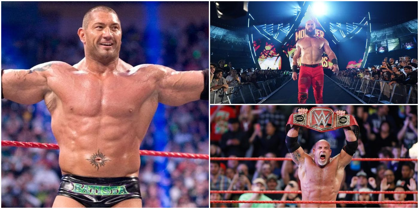 Pictures of Batista, Braun Strowman, and Goldberg
