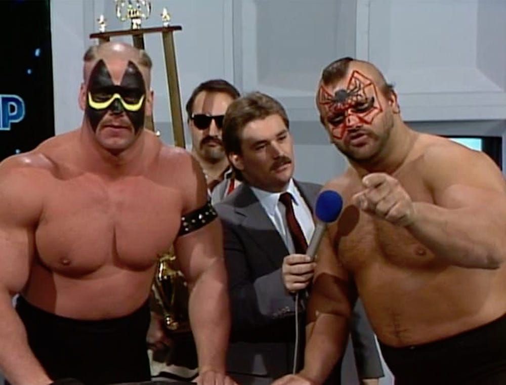 Road Warriors interviewed by Tony Schiavone in Jim Crockett Promotions