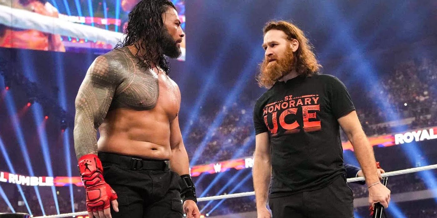 Roman Reigns and Sami Zayn cut off at Royal Rumble 2023