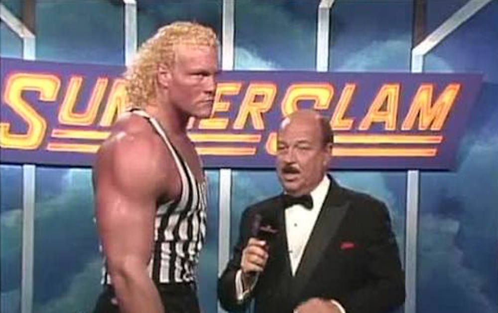 Sid Justice and Mean Gene Okerlund at SummerSlam 1991
