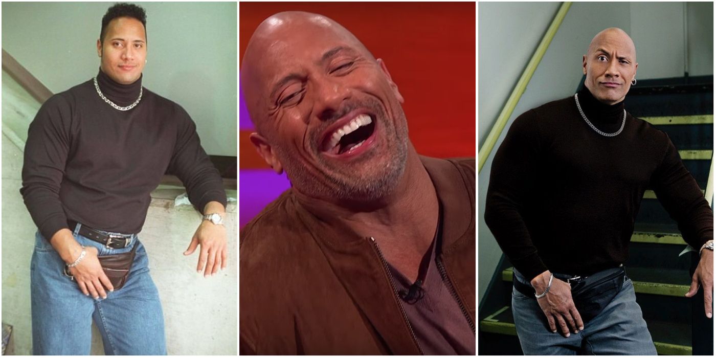 There's A Funny Story Behind The Iconic Turtleneck Picture Of The Rock feature image