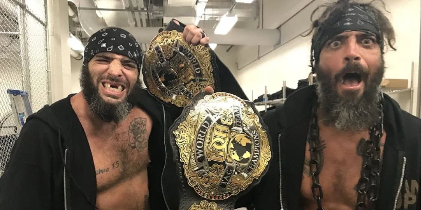 jay and mark briscoe with roh titles