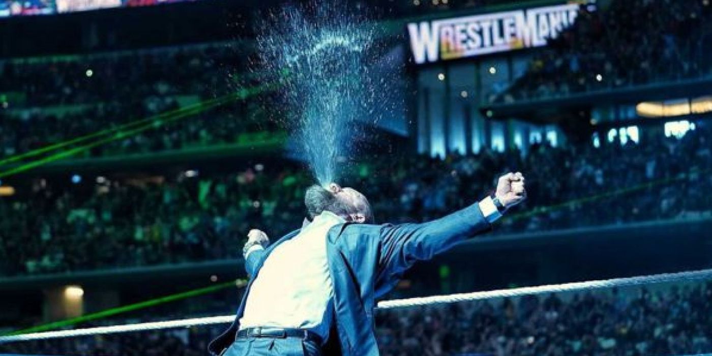 Triple H spitting out water