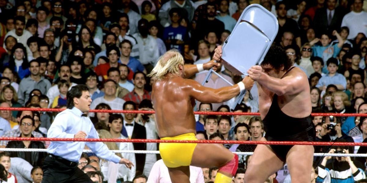 Andre The Giant v Hulk Hogan WrestleMania 4 Cropped