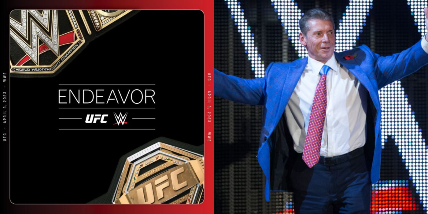 endeavor logo between wwe and ufc titles, and vince mcmahon