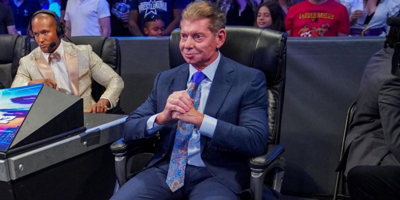 vince mcmahon sitting at ringside