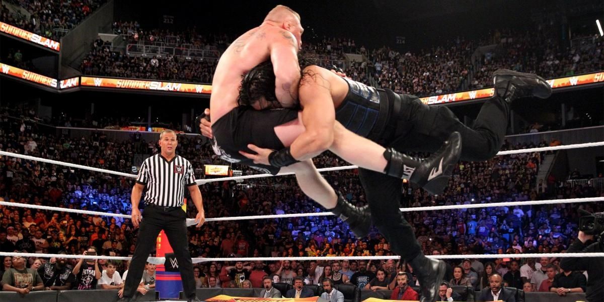 Roman Reigns v Brock Lesnar SummerSlam 2018 Cropped