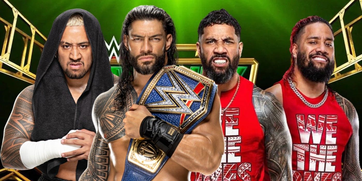 the bloodline in front of the money in the bank logo