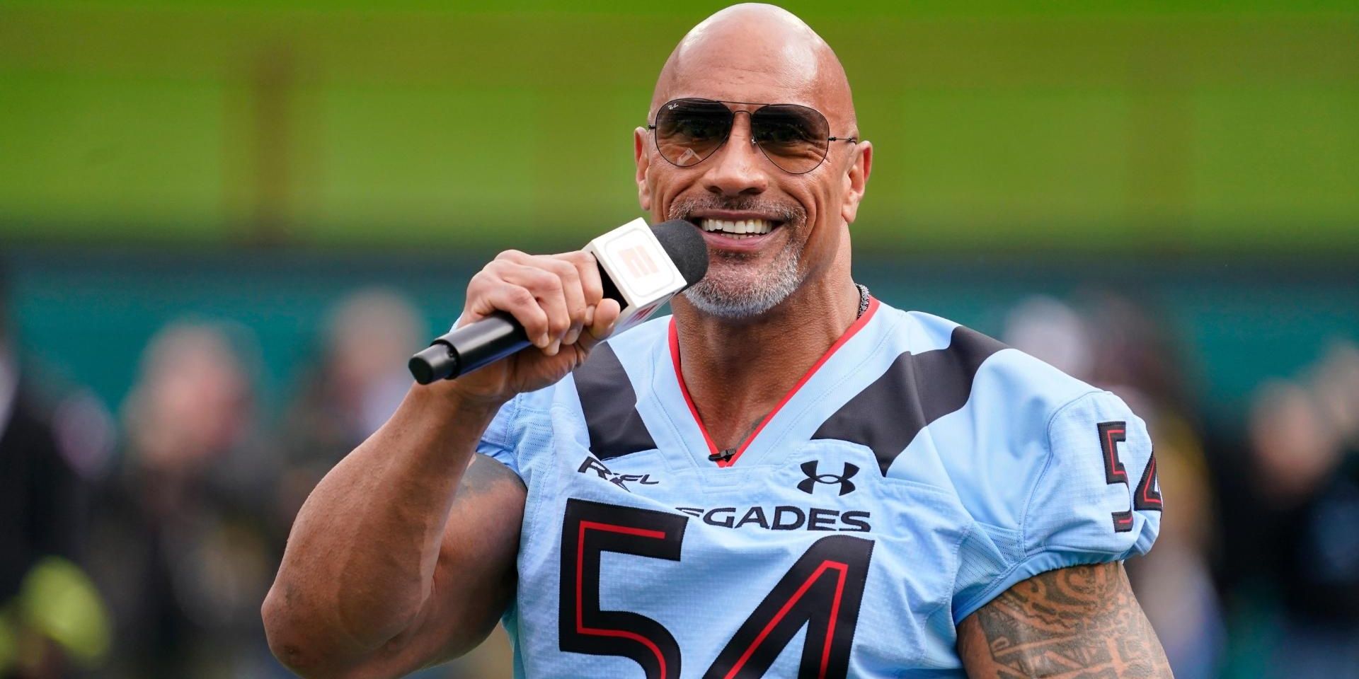 The Rock makes a speech at the XFL