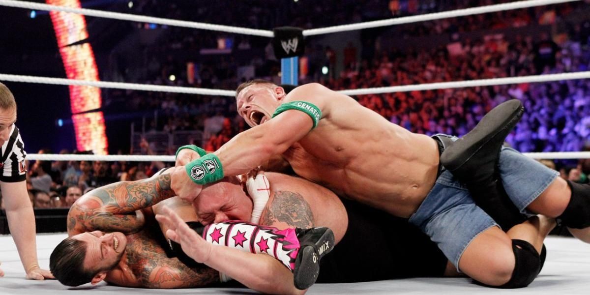CM Punk v John Cena v Big Show SummerSlam 2012 Cropped