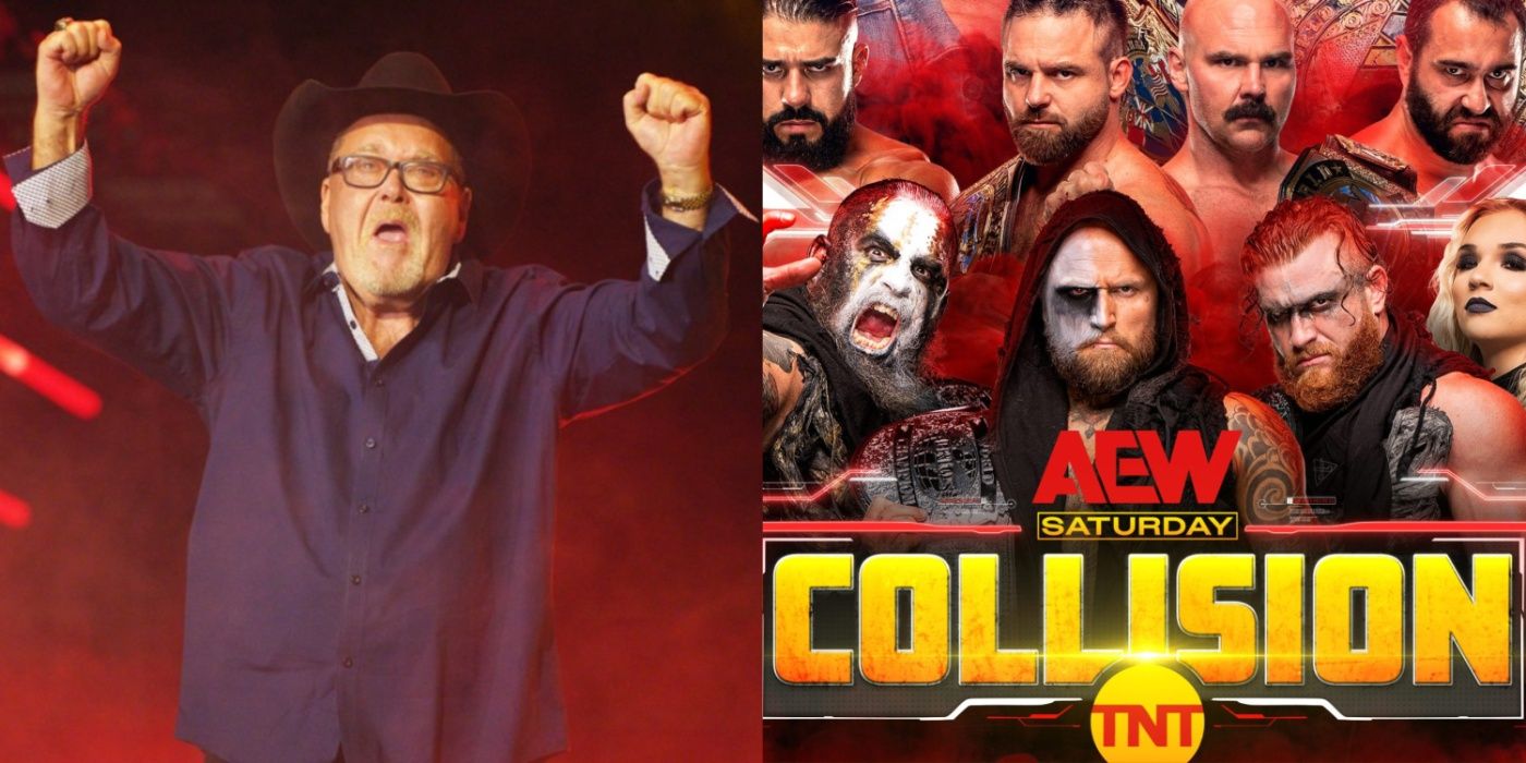 jim ross celebrating and aew collision wrestlers