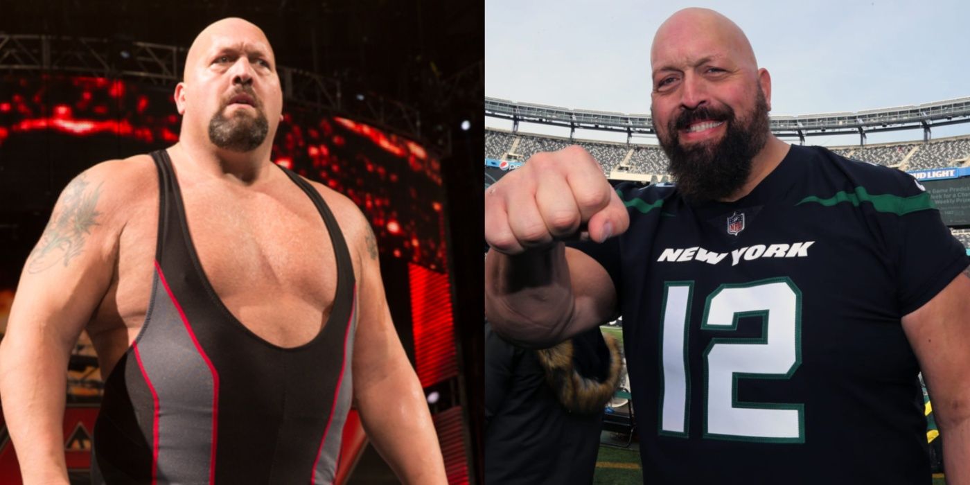 big show in wwe and paul wight wearing a jets shirt