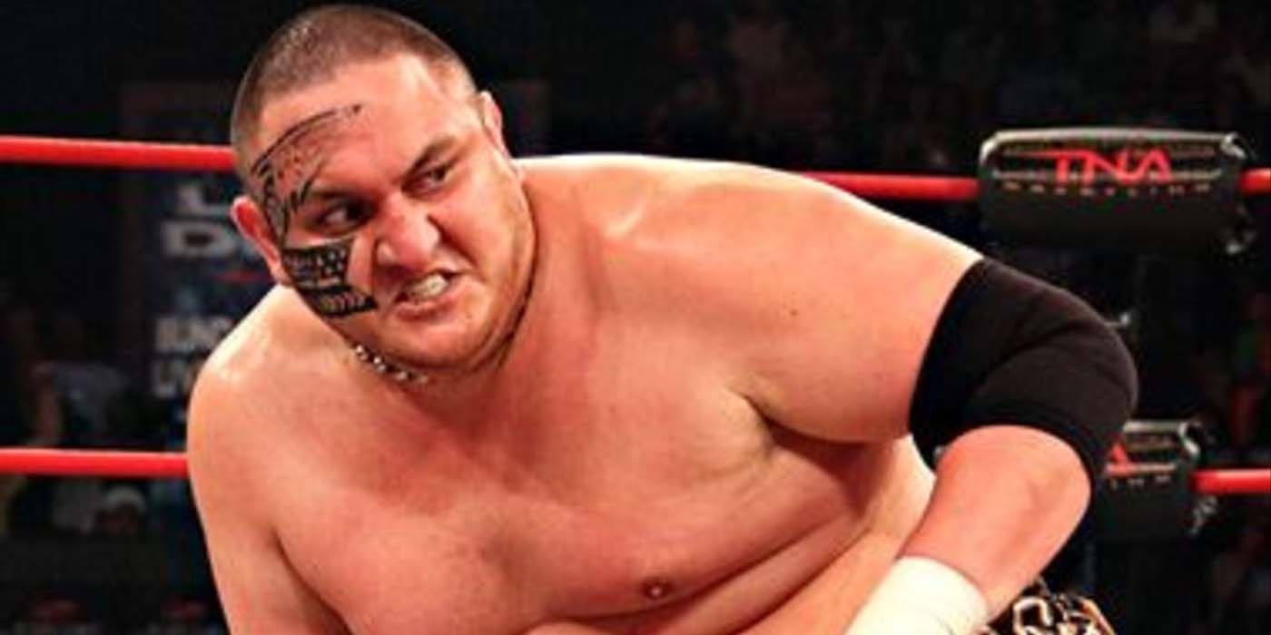Samoa Joe snarls in the Impact Wrestling ring in 2009