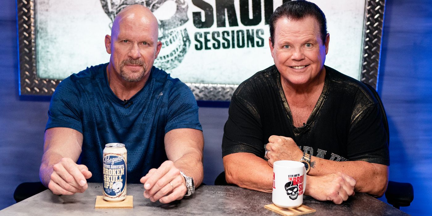 Stone Cold Steve Austin showing his beer on his podcast