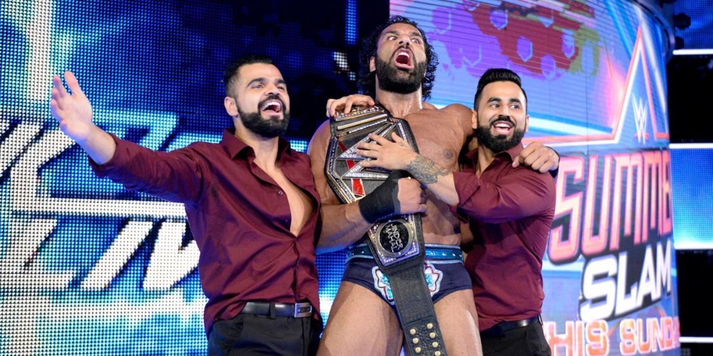Jinder Mahal with WWE Title